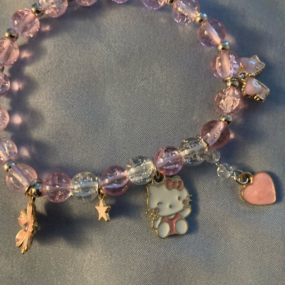 Hello Kitty Pink and Clear Charm Bracelet
